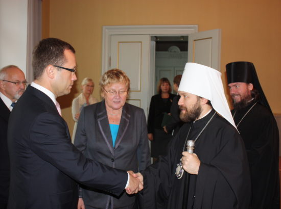 Moskva Patriarhaadi välissuhete osakonna juhataja metropoliit Illarion ja Riigikogu esimees Ene Ergma 